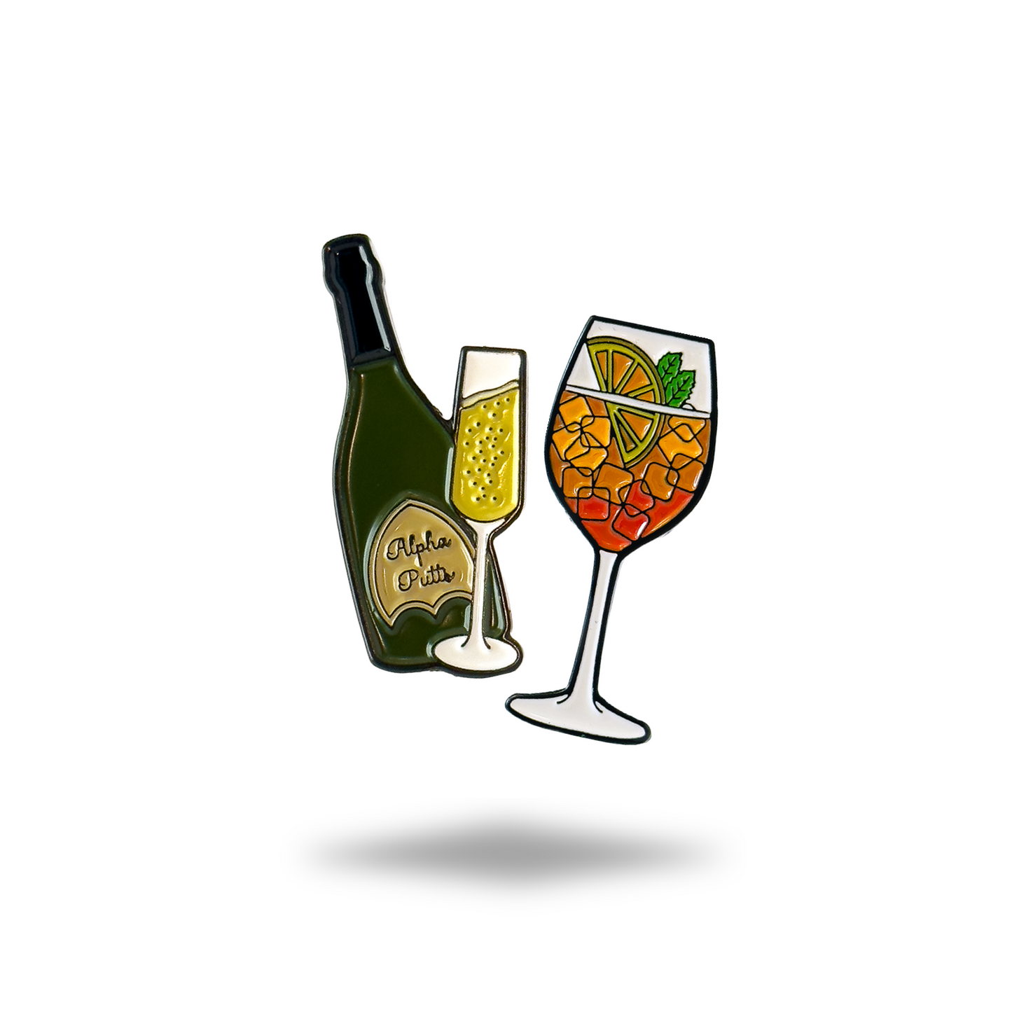 Alpha Putts Drinks Bundle — Champagne and Roses golf ball markers set, golf gift
