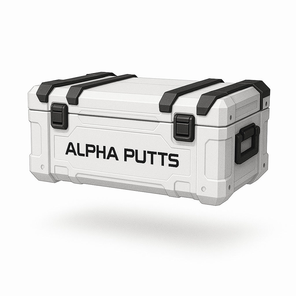 Alpha Putts Loot Box mystery golf ball marker drop — minimum €50 value, surprise golf gift