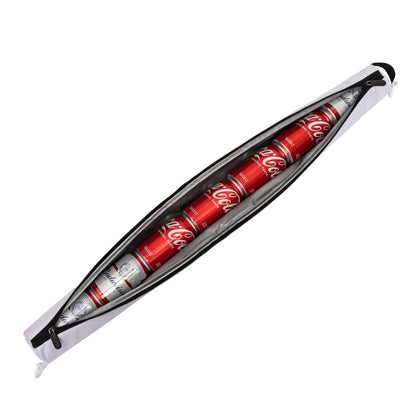 Beer Buddy golf bag cooler open — showing 7 can insulated compartment