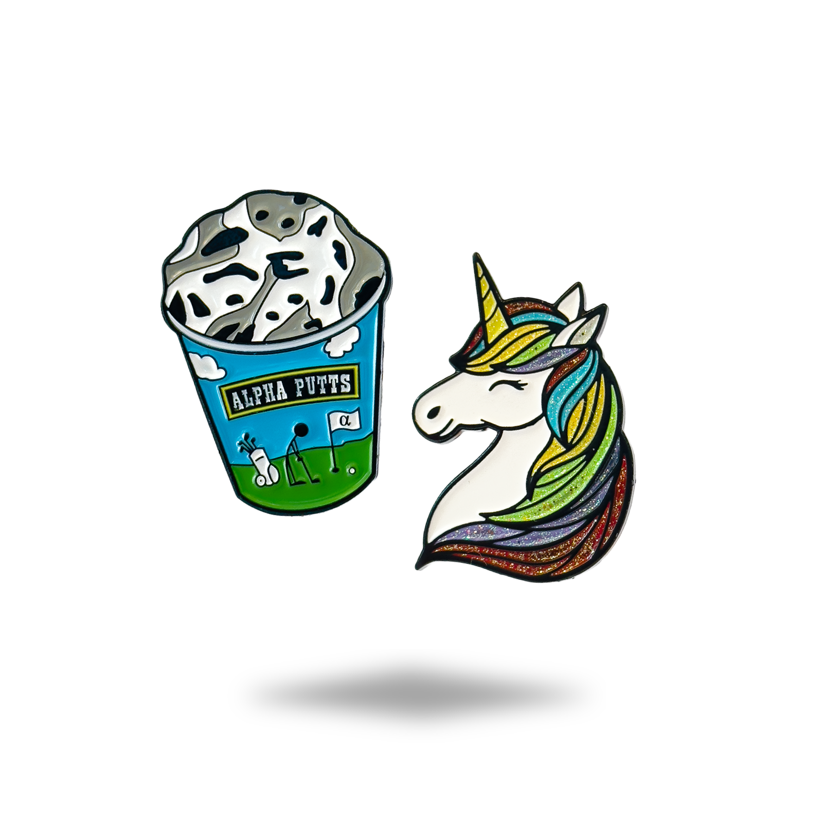 Alpha Putts Fantasy Bundle — Unicorn and Ice Cream golf ball markers set, fun golf gift