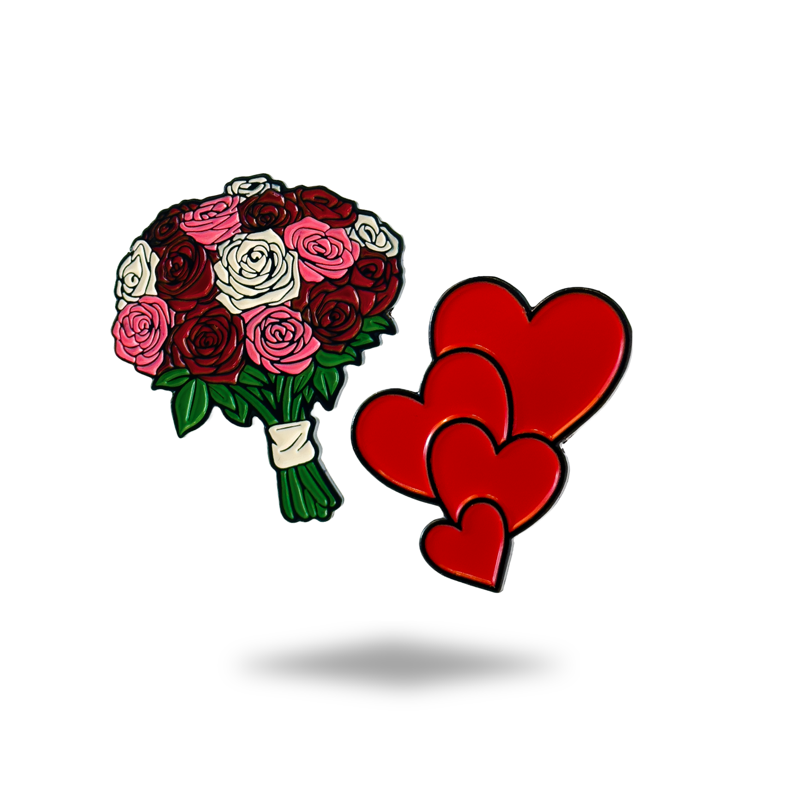 Alpha Putts Love Bundle — Hearts and Roses golf ball markers set, romantic golf gift