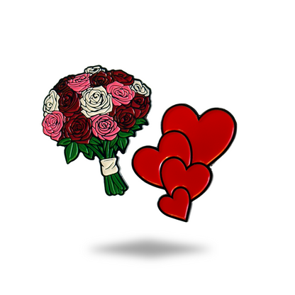 Alpha Putts Love Bundle — Hearts and Roses golf ball markers set, romantic golf gift