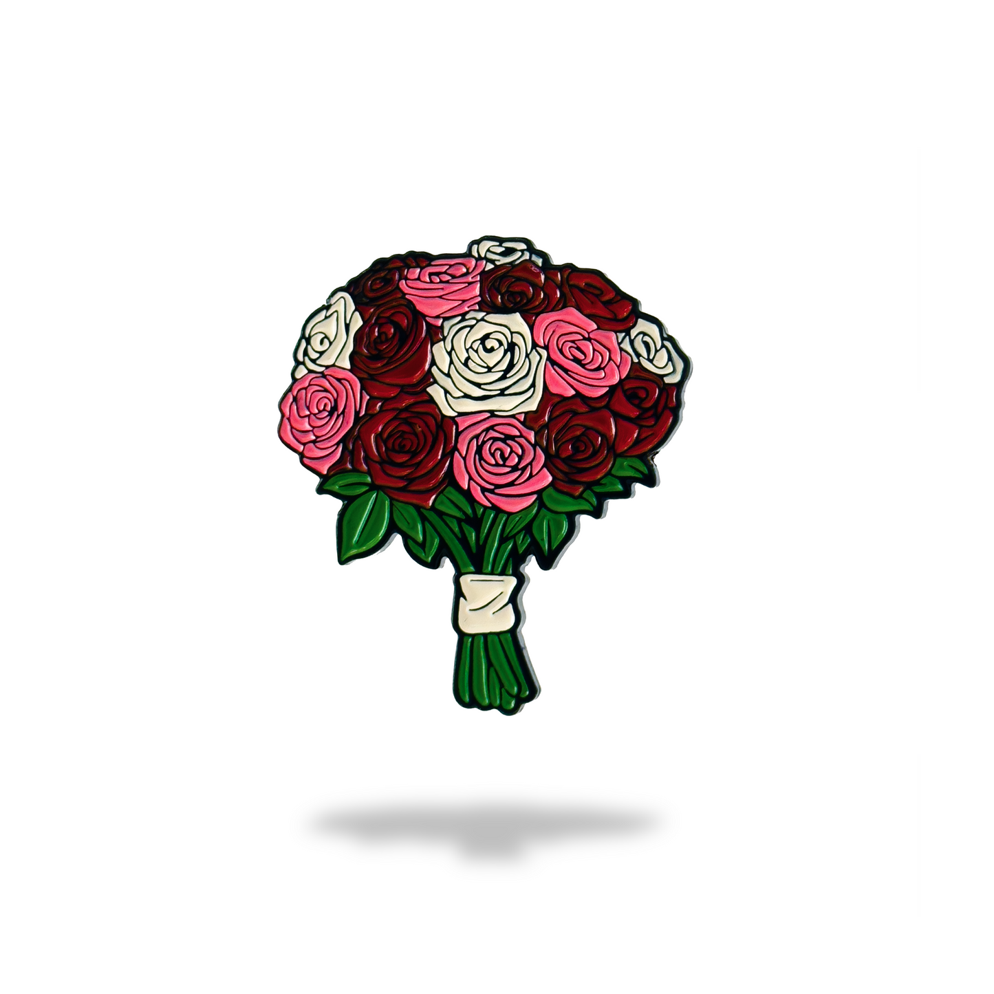 Alpha Putts Roses premium enamel golf ball marker — cast steel, magnetic, gift for golfers